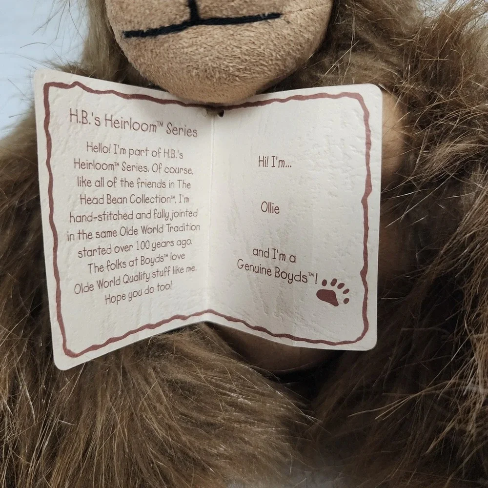 Boyds Bears Head Bean Collection Ollie Orangutan Monkey Plush Toy Stuffed Animal